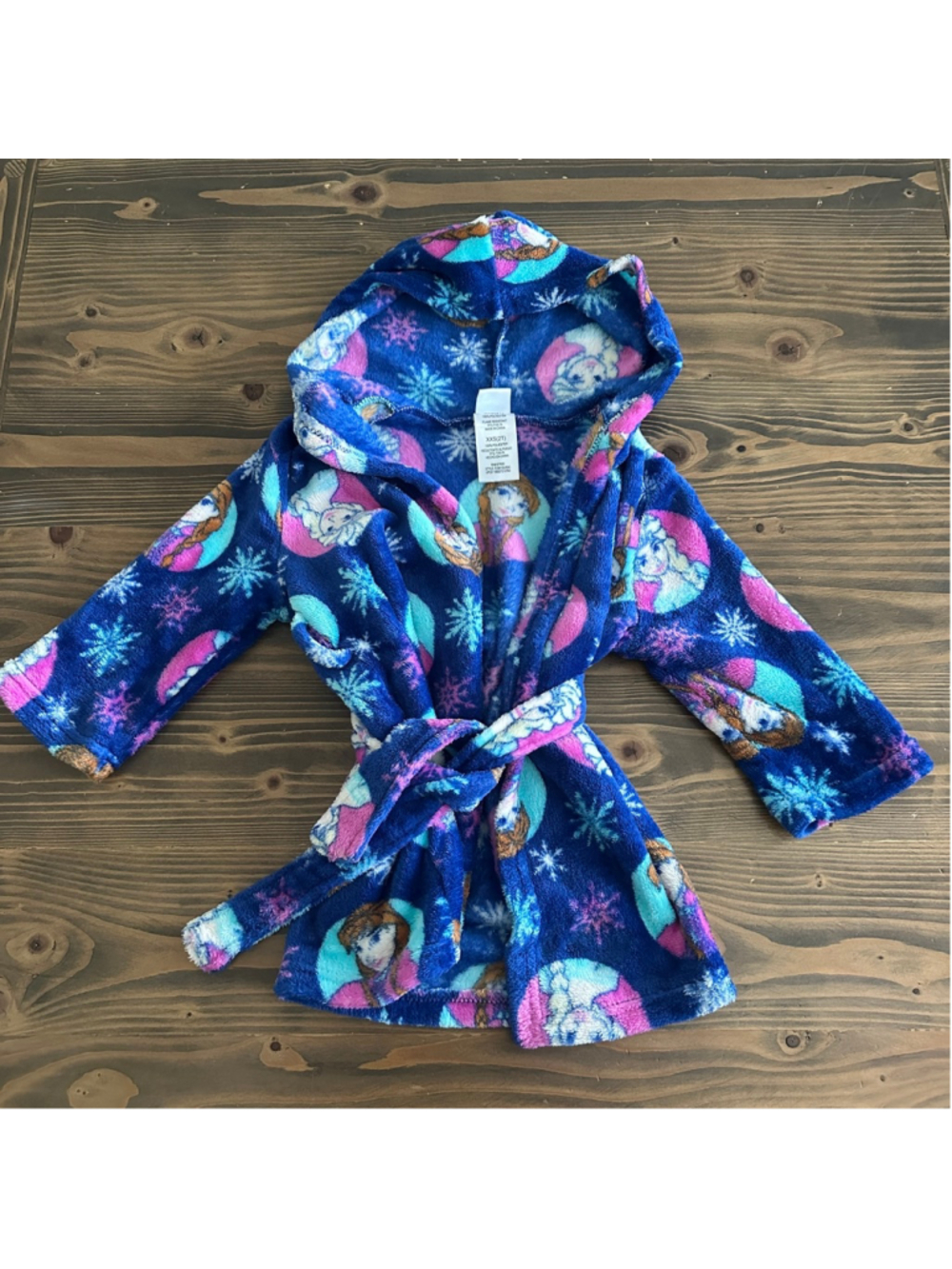 Disney Frozen Robe Girls 2T Elsa Anna Hooded Fleece Bathrobe Blue